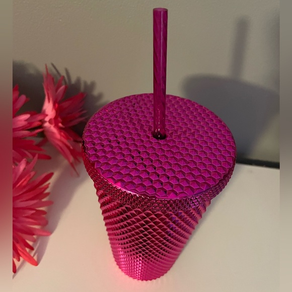 NWT 💗Starbucks Pink Chrome Studded Tumbler ‘Sangria Bling’ Magenta Metallic - Picture 3 of 6